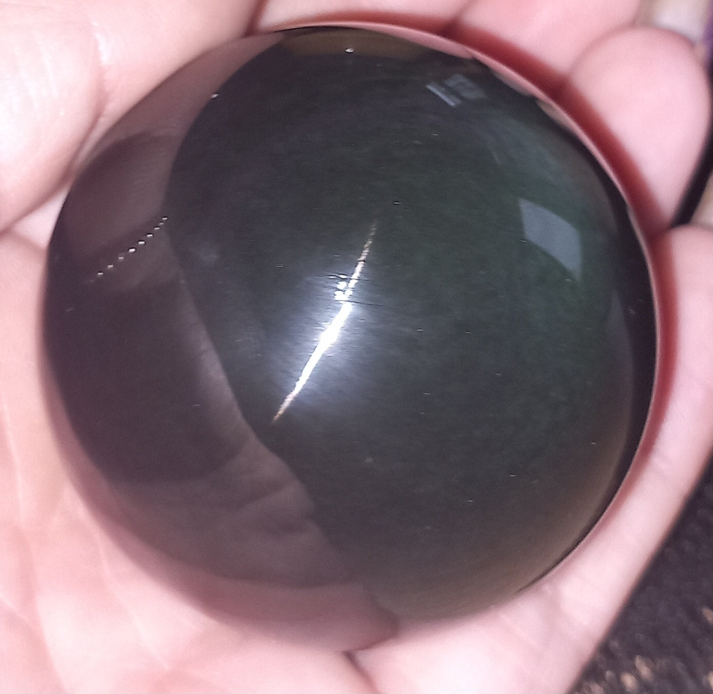Obsidian rainbow spheres