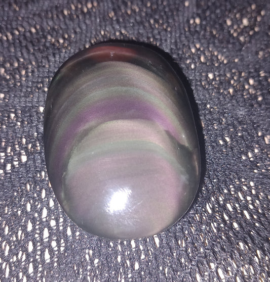 Obsidian rainbow palm stones