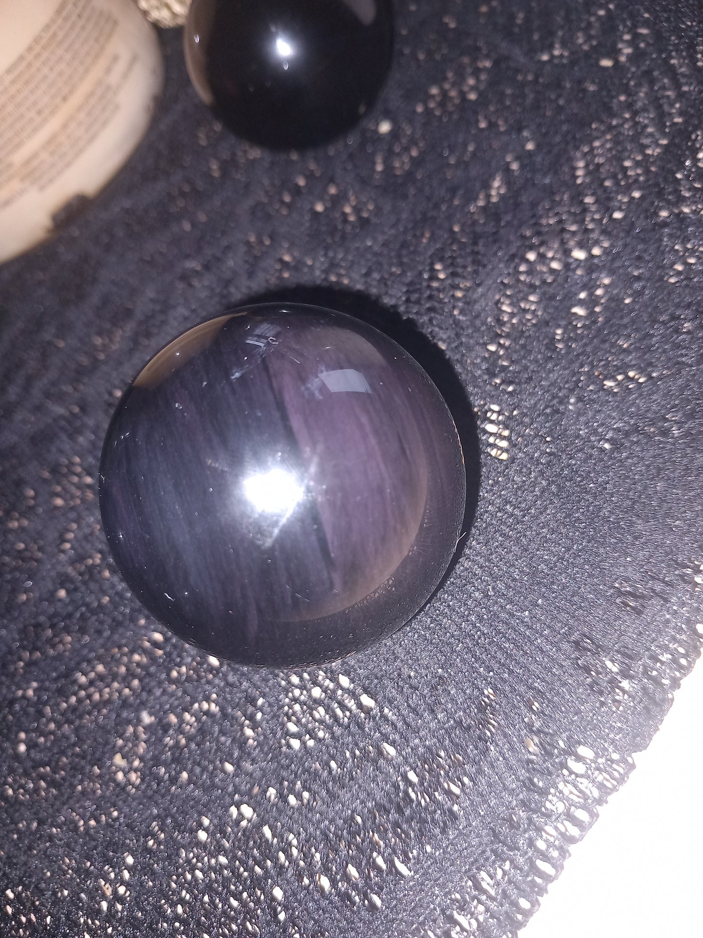 Obsidian rainbow spheres