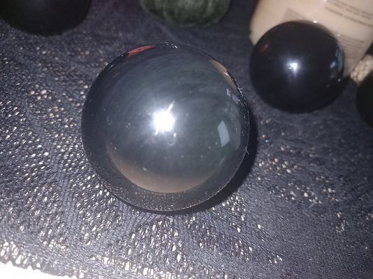 Obsidian rainbow spheres
